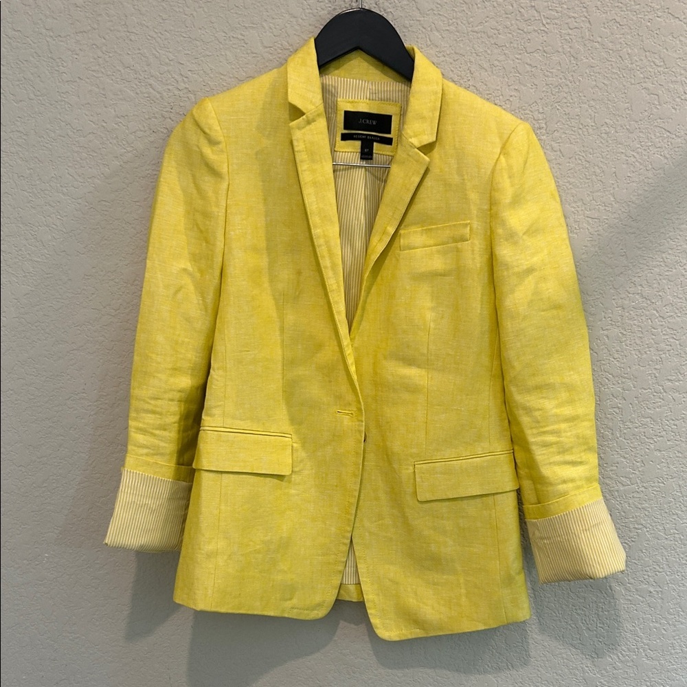 J. Crew Sunny Yellow Linen Blazer